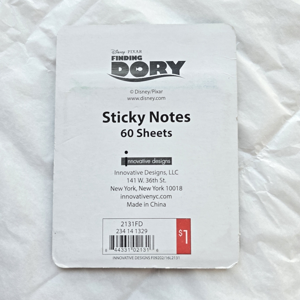 🍒 5/$20 new Disney Pixar Finding Dory Sticky Notes Pad Scrapbook Crafts Kids - Picture 2 of 3